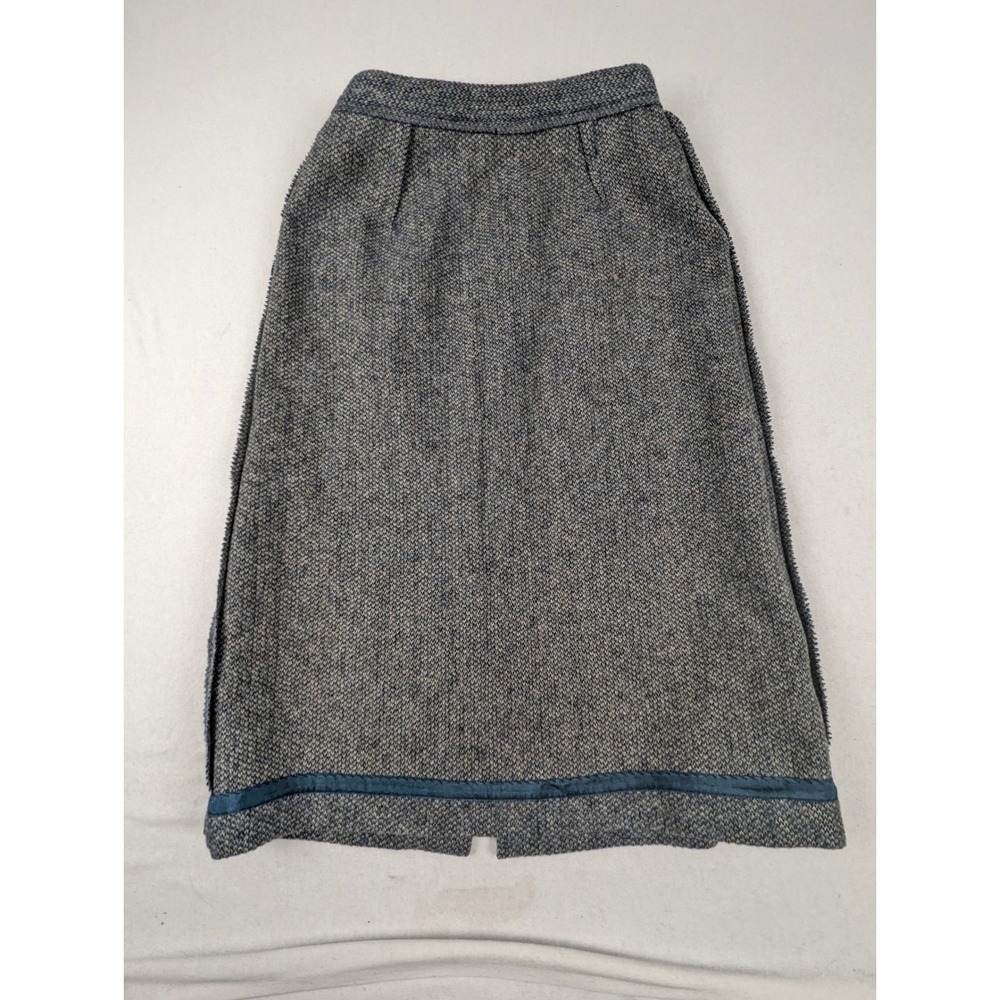 Prestige of Boston Tweed Marled Wool Pencil Skirt Blue Gray High Waist 25 VTG - Picture 11 of 13